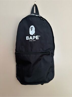 Bape Black Backpack with White Logo
